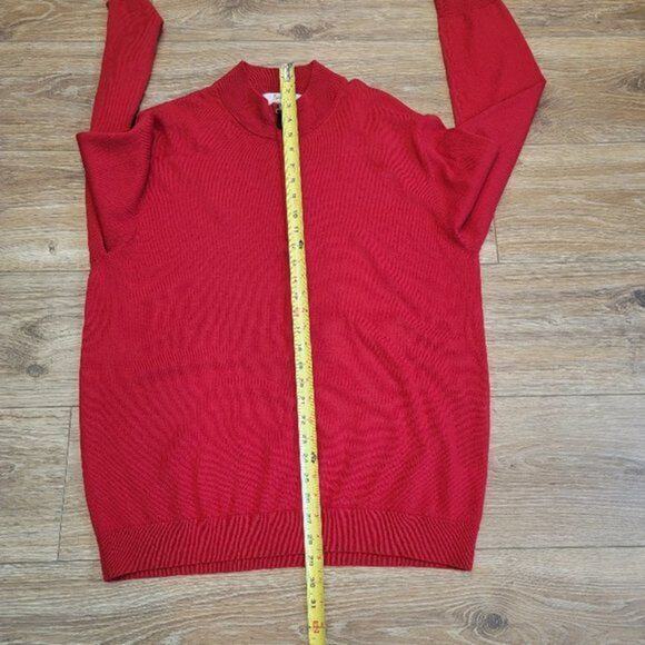 Turnbury Merino Wool Sweater Men's Sz Large Red Qtr Zip Long Sleeve Mock Co - Picture 7 of 11